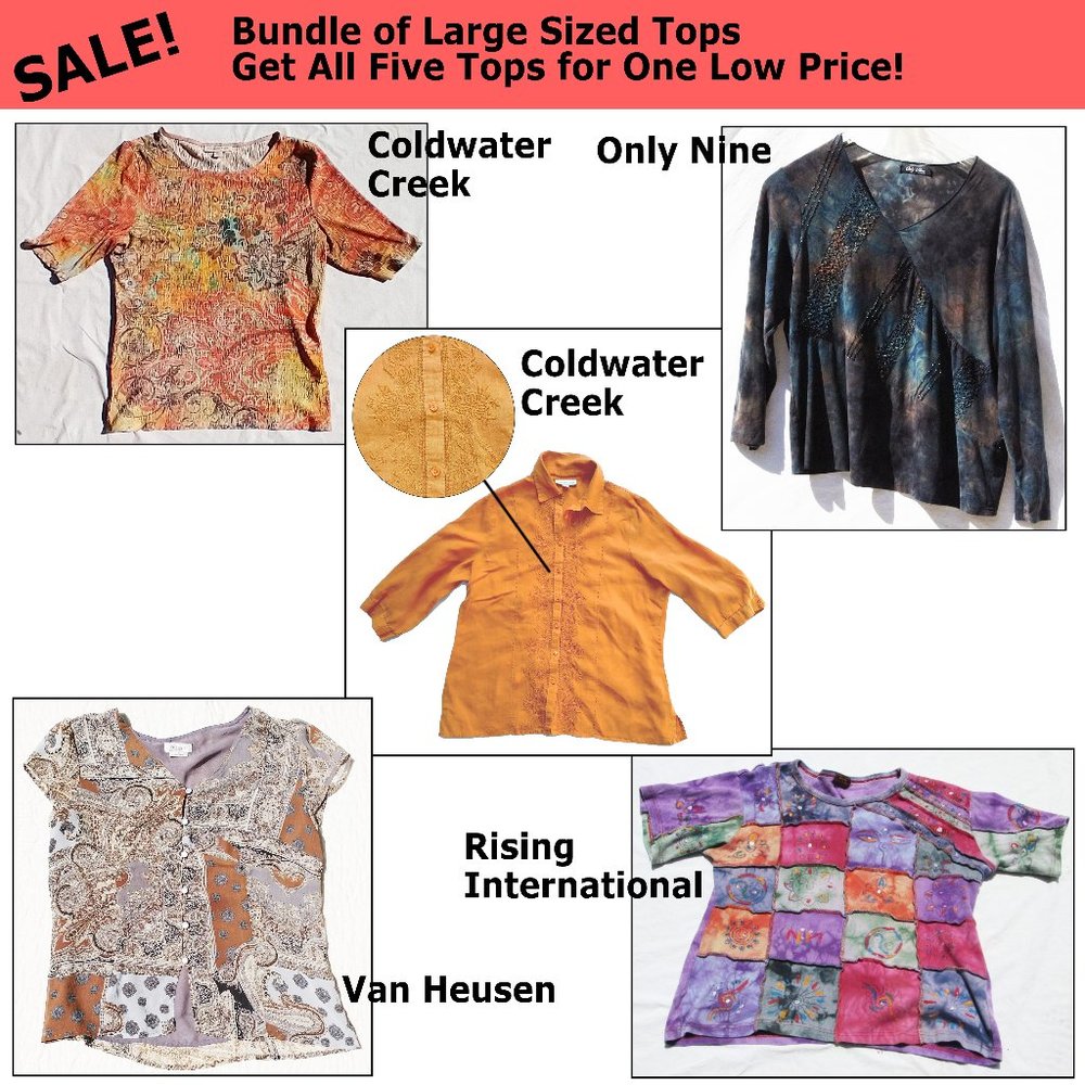 Bundle of 5 tops; all 5 for one low price! Quality brands all in very good cond.